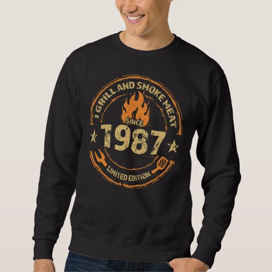 私は1987年35誕生日から肉を焼き煙る スウェットシャツ (正面)