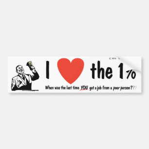 私は1%を愛します バンパーステッカー