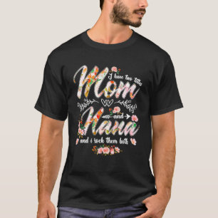 私は2つのタイトルを持っているママとナナ女性のフローラ装飾 Tシャツ