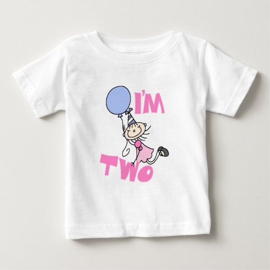 私は2ステックフィギュア女の子誕生日Tシャツ ベビーTシャツ (正面)