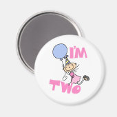 私は2ステックフィギュア女の子誕生日Tシャツ マグネット (正面/裏面)