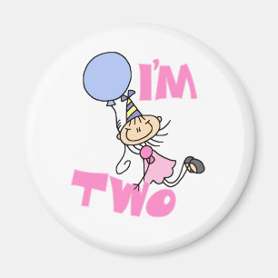 私は2ステックフィギュア女の子誕生日Tシャツ マグネット