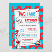 私は2人 |帽子誕生日招待状 招待状 (正面/裏面)