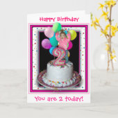 私は2才です! カード (黄色い花)