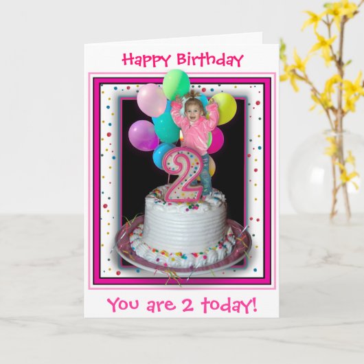 私は2才です! カード (黄色い花)