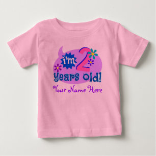 私は2歳です! (子供の名前と個人化して下さい) ベビーTシャツ