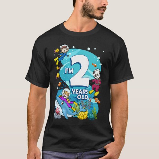 私は2歳の海スキューバダイバーランド動物Bir Tシャツ (正面)