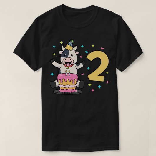 私は2歳の牛の子供の誕生日 Tシャツ (デザイン正面)