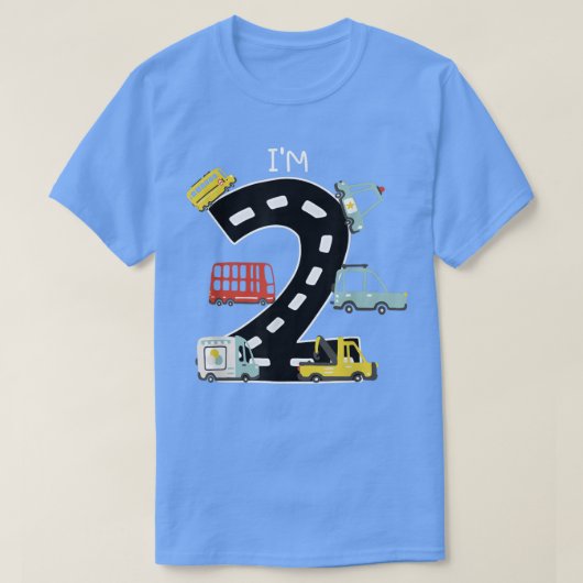 私は2歳の誕生日少年ごみトラックのトッド Tシャツ (デザイン正面)