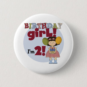 私は2誕生日ガールTシャツとギフト 缶バッジ