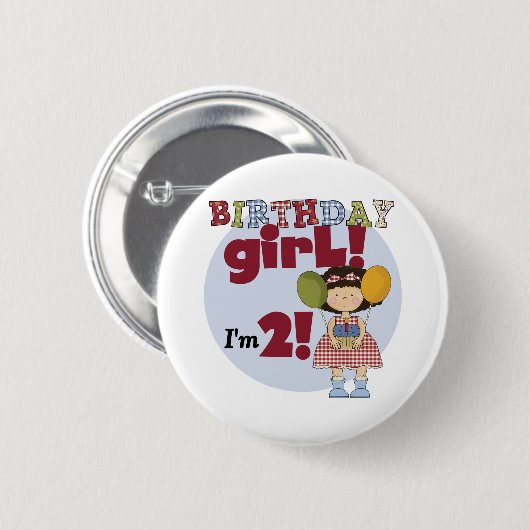 私は2誕生日ガールTシャツとギフト 缶バッジ (正面&裏面)