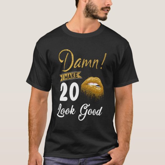 私は20歳の古いホット唇に見える Tシャツ (正面)