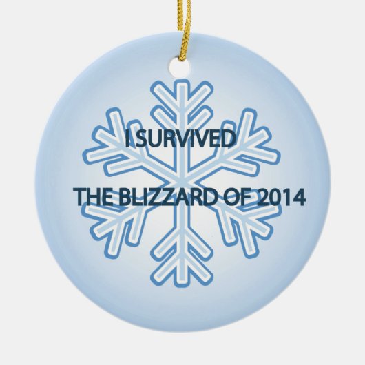 私は2014年の雪片のブリザードを生き延びました セラミックオーナメント (正面)