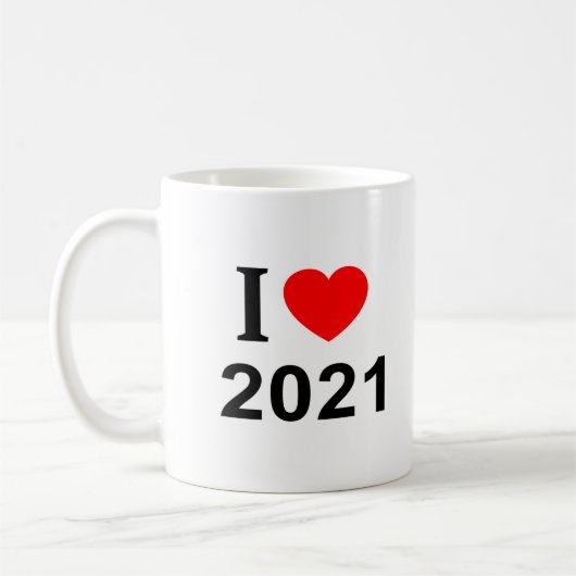 私は2021年が大好き コーヒーマグカップ (左)