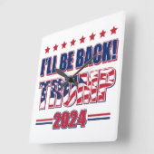 私は2024年に戻る スクエア壁時計 (傾斜)