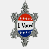 私は2026年の選挙に投票した スノーフレークピューターオーナメント (左)