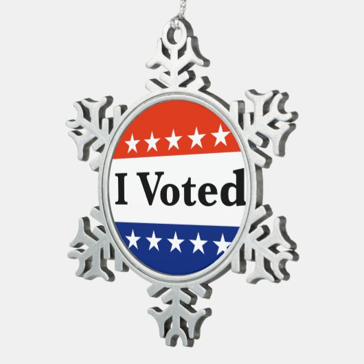 私は2026年の選挙に投票した スノーフレークピューターオーナメント (右)