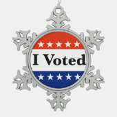 私は2026年の選挙に投票した スノーフレークピューターオーナメント (正面)