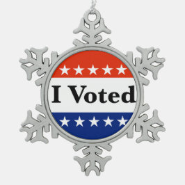 私は2026年の選挙に投票した スノーフレークピューターオーナメント