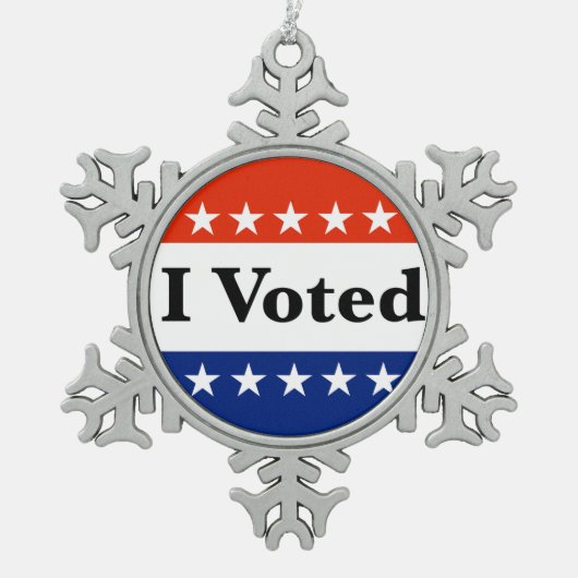 私は2026年の選挙に投票した スノーフレークピューターオーナメント (正面)