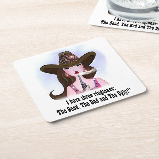 私は3つのリングや輪トーンを持っている：良い、悪い、醜い スクエアペーパーコースター (アングル)