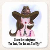 私は3つのリングや輪トーンを持っている：良い、悪い、醜い スクエアペーパーコースター (正面)