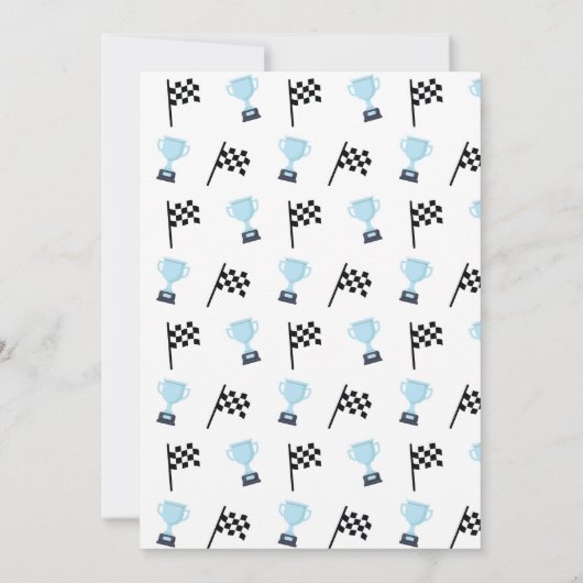 私は3つのレースカーの誕生日パーティーである私をキャッチできない 招待状 (裏面)