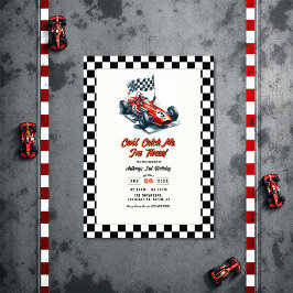 私は3つのレースカーの誕生日パーティーである私をキャッチできない 招待状