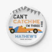 私は3つのレースカーの3番目の誕生日である私をキャッチできない ペーパープレート (正面)