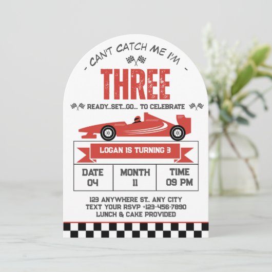 私は3つのレースカーの3番目の誕生日である私をキャッチできない 招待状 (スタンド正面)