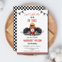 私は3つの赤いレースカー3rdの誕生日である私をキャッチできない 招待状