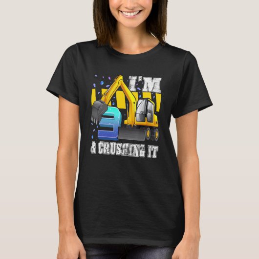 私は3で粉砕It建築掘削機3位B Tシャツ (正面)
