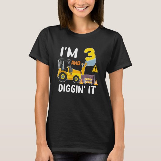 私は3で、それを掘る建築掘削機3rd Bi Tシャツ (正面)