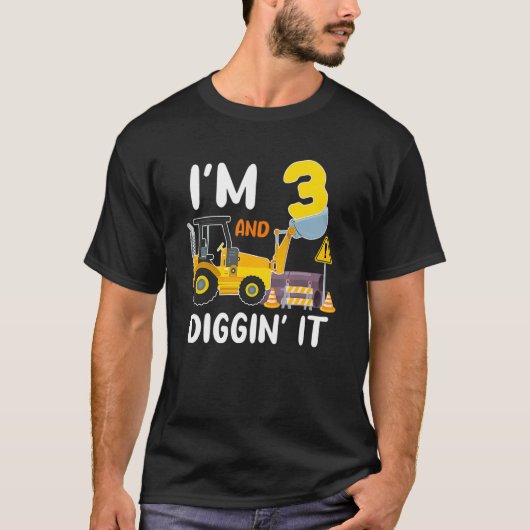 私は3で、それを掘る建築掘削機3rd Bi Tシャツ (正面)