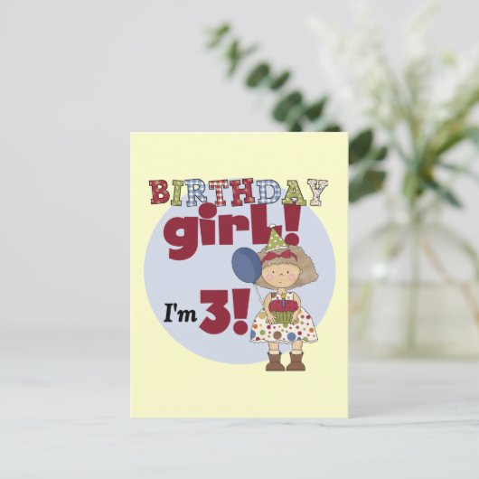 私は3人の誕生日ガールTシャツ&ギフト ポストカード (スタンド正面)