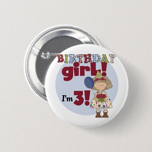 私は3人の誕生日ガールTシャツ&ギフト 缶バッジ (正面&裏面)