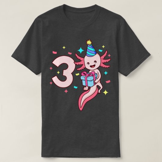 私は3歳のアクソロトル女の子の誕生日 Tシャツ (デザイン正面)