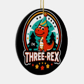 私は3歳の誕生日を迎えるレックスかわいい恐竜の3人だ セラミックオーナメント (右)
