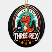 私は3歳の誕生日を迎えるレックスかわいい恐竜の3人だ セラミックオーナメント (左)