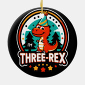 私は3歳の誕生日を迎えるレックスかわいい恐竜の3人だ セラミックオーナメント (裏面)
