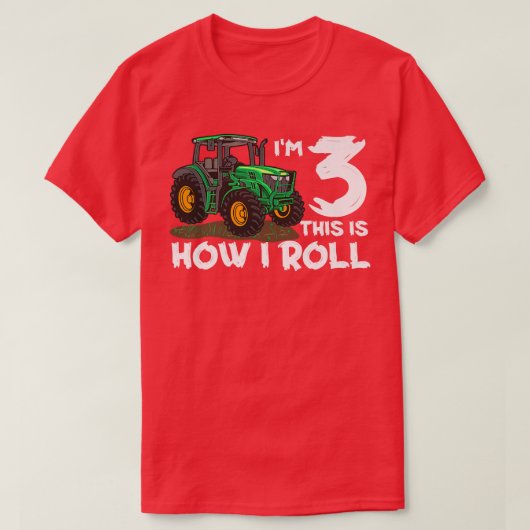 私は3番目の私はファームトラクタ転がー農家ファム Tシャツ (デザイン正面)