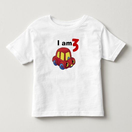 私は3 （赤いトイカー） トドラーTシャツ (正面)