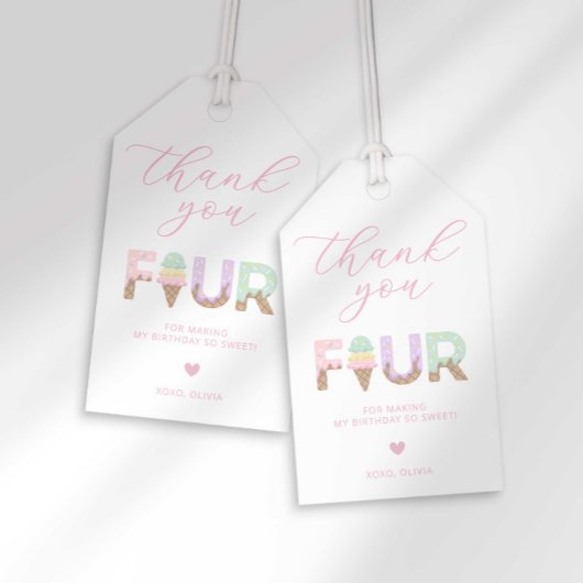 私は4つのアイスクリームの誕生日メッセージカード ギフトタグ