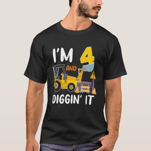 私は4で、それを掘る建築掘削機4th Bi Tシャツ (正面)