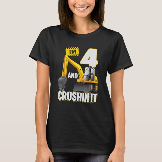 私は4で、それを掘る建築掘削機4th Bi Tシャツ (正面)