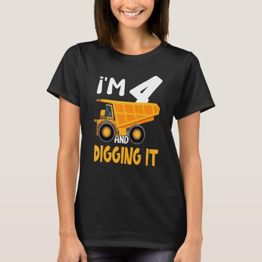 私は4で、それを掘る建築掘削機4th Bi Tシャツ (正面)