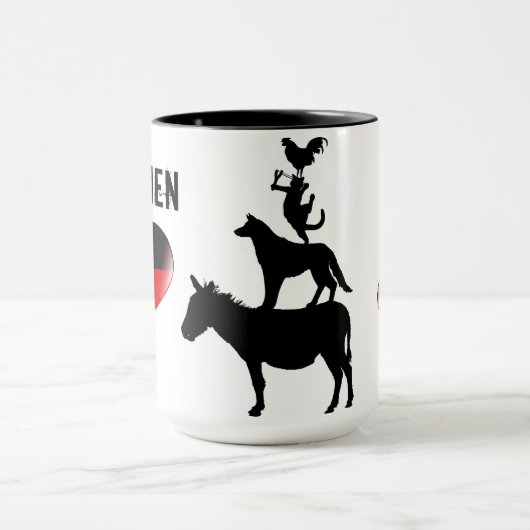 私は4人のミュージシャンが付いているブレーメンのマグを愛します マグカップ (中央)