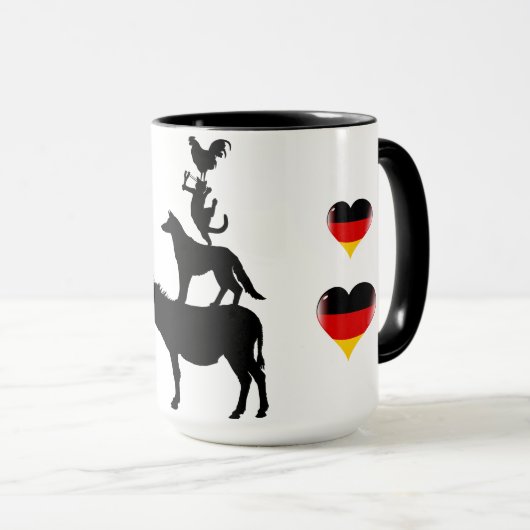 私は4人のミュージシャンが付いているブレーメンのマグを愛します マグカップ (正面右)