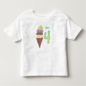 私は4才の円錐形のTシャツのアイスクリームの4個のスコップです トドラーTシャツ (正面)
