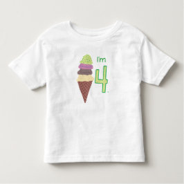 私は4才の円錐形のTシャツのアイスクリームの4個のスコップです トドラーTシャツ